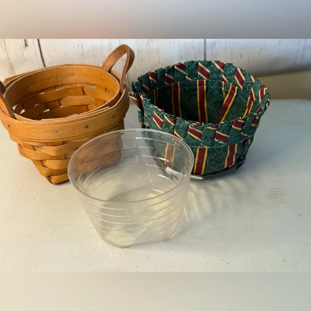 Mini Longaberger Basket Thyme handled liner and protector Excellent Conditon